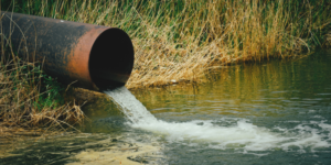 A piper showing pollution going into the river