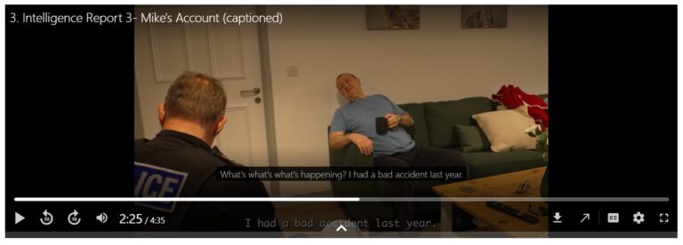 Photo shows body worn camera footage of Martin Fox (Police Officer) and Charlie Downes (Mike).