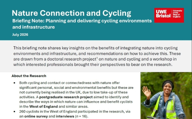 New Briefing Notes: how to maximise the benefits of nature for cyclists