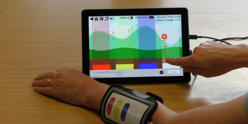 A picture of someone with a monitor attached to their wrist