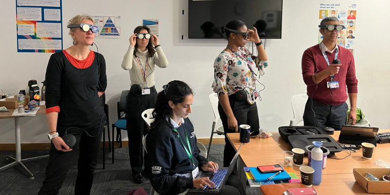 A group of people wearing VR headets