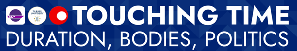 Touching Time: Duration, Bodies, Politics symposium branding, including logos for UWE Bristol, Tilburg University, and the British Society for Phenomenology.